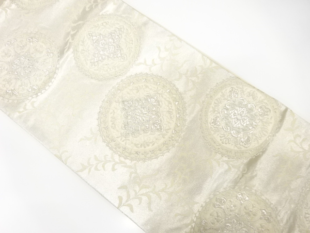 JAPANESE KIMONO / ANTIQUE FUKURO OBI / SILK / WOVEN FLOWER CREST